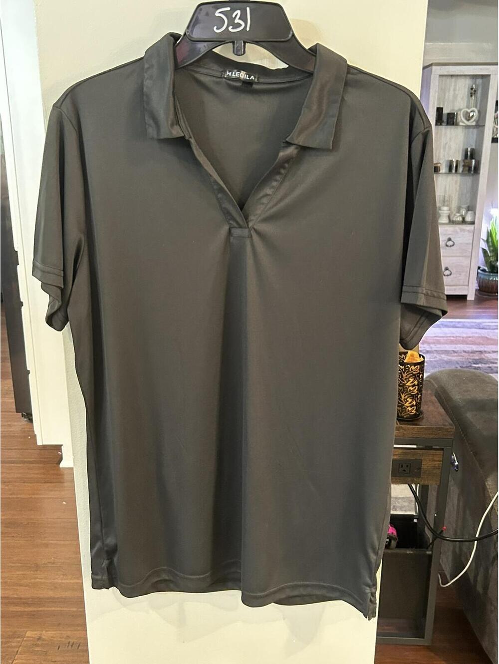 Leqila Men's XL Black Short Sleeve Polo Shirt